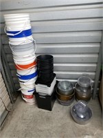 B- ASSORTMENT OF BUCKETS AND FLOWER POT LINERS