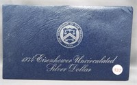1974-S Eisenhower UNC Silver Dollar in Blue Case.