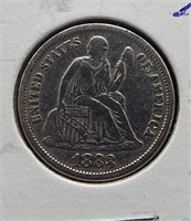 1883 Silver Seated Dime.