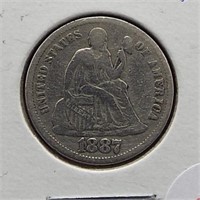 1887 Silver Seated Dime.