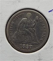 1887-S Silver Seated Dime.