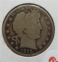 1915-S Barber Silver Half Dollar.