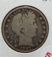 1897 Barber Silver Half Dollar.