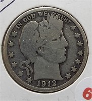 1912-D Barber Silver Half Dollar.