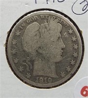 1910 Barber Silver Half Dollar.