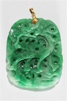 Chinese Jade Plaque Pendant, with 14K Gold Loop