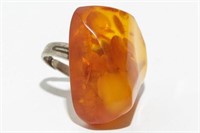Amber Cocktail Ring, Polished Nugget