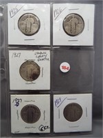 (5) Standing Liberty Silver Quarters. Dates: