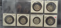 (6) Washington Silver Quarters. Dates: 1934,