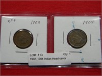 1902, 1904 Indian Head cents