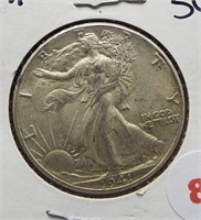 1941 Walking Liberty Silver Half Dollar.