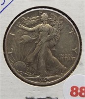 1945 Walking Liberty Silver Half Dollar.