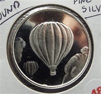 Hot Air Balloon One Ounce Fine Silver Round.