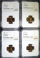 1957, 1959 & 2 -1961 LINCOLN CENTS  NGC PF68 RD