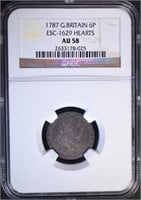 1787 GREAT BRITAIN 6 PENCE, NGC AU-58