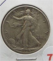 1934 Walking Liberty Silver Half Dollar.