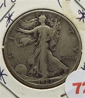 1921-D Walking Liberty Silver Half Dollar.