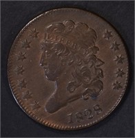 1828 HALF CENT ( 12 STARS ) AU SOME RED