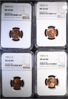 4 - 1953 S LINCOLN CENTS NGC MS66 RD