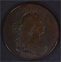 1806 HALF CENT, VF+  NICE