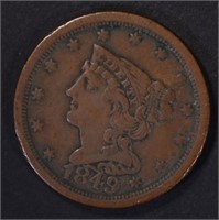 1849 HALF CENT, VF NICE