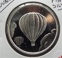 Hot Air Balloon One Ounce Fine Silver Round.