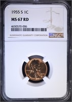 1955-S LINCOLN CENT NGC MS67RD