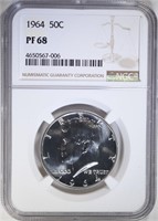 1964 KENNEDY HALF DOLLAR NGC PF68