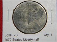 1870 Seated Liberty half