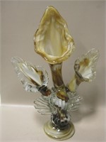 Vintage Hand Blown Art Glass Flowers - 17" Tall