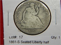 1861-S Seated Liberty half