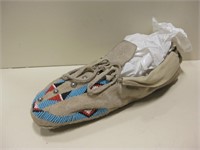 Single Vintage Leather & Bead Moccasin - 10 Long