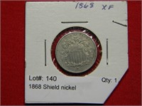 1868 Shield nickel