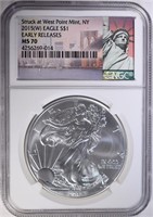 2015 (W) AMERICAN SILVER EAGLE, NGC MS-70