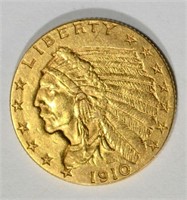 1910 $2.5 GOLD INDIAN BU