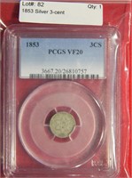 1853 Silver 3-cent