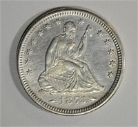 1873 ARROWS SEATED LIBERTY QUARTER CH AU