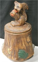 Vintage Squirrel On Log Cookie Jar - 14" Tall