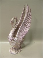 Vintage 14" Tall Ceramic Swan - Signed At Base