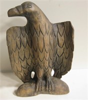 12" Carved Wood Eagle Sculpture - Repaired Beak