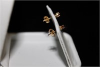 14K Gold w/ Ruby Stud Earrings w/Box