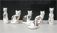 6 Acoma Pueblo Painted NA Cats - 2" Tallest