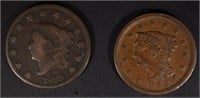 1829-VG & 1848 VF LARGE CENTS