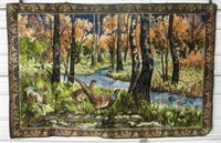 Vintage 74" x 48" Pheasants & Woodland Tapestry
