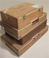 Lot Of 4 Wood Cigar Boxes