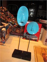 19" & 15" Turquoise & Black Floating Sculptures