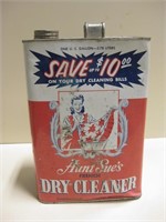 Vtg Aunt Sue's French Dry Cleaner Gallon Can 10.5"