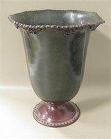 11" Tall Brass Crimp Edge Vase - India
