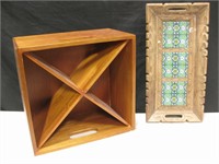 Wood w/ Tile Tray & Divided Wood Crate