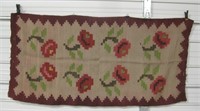 Antique 5.5' x 2' Rose Decorated Woven Rug